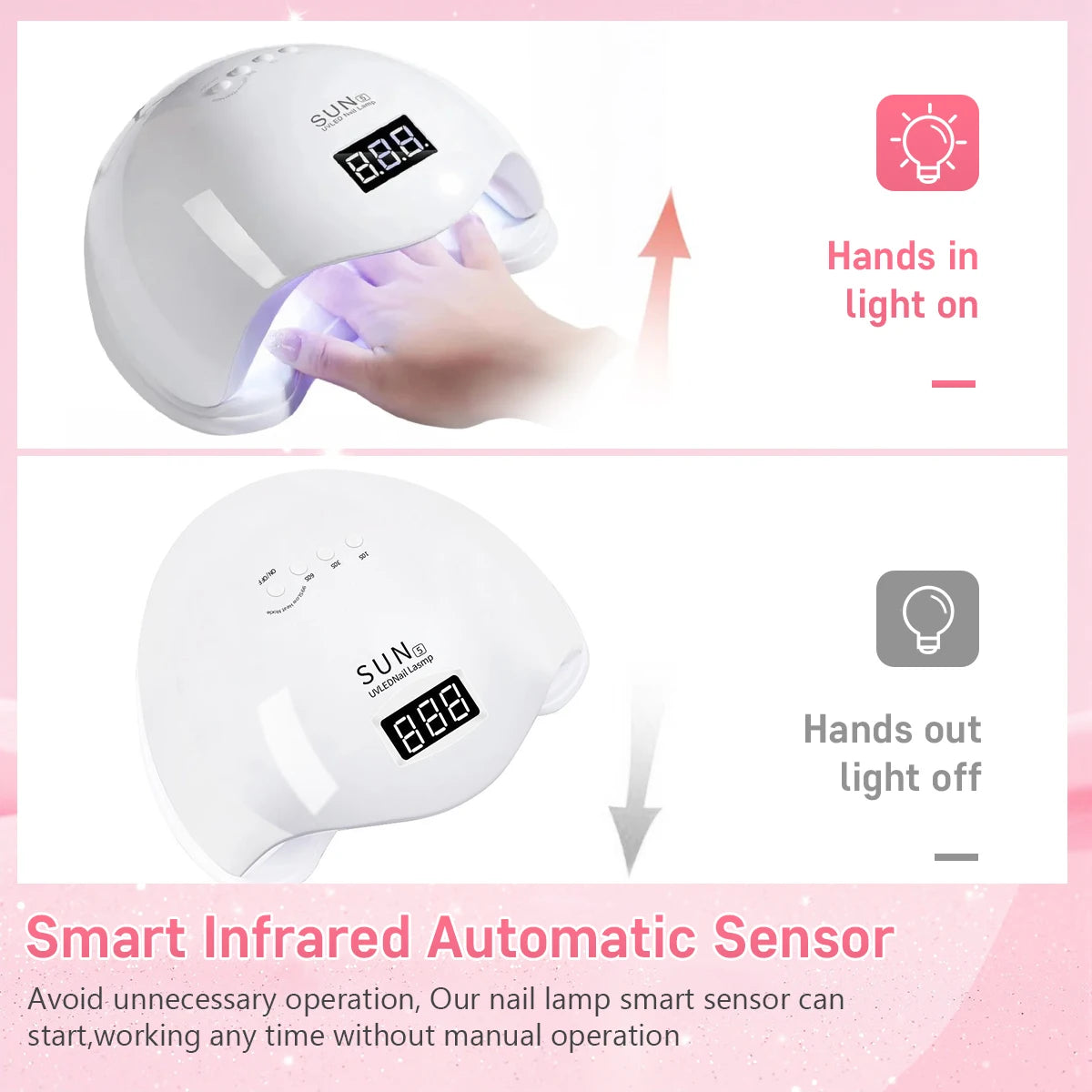 DianaBeauty UV LED Nail Lamp 24 LEDs Nail Dryer with 4 Timer Settings and Display Portable UV Lamp for Curing Gel Nail Polish