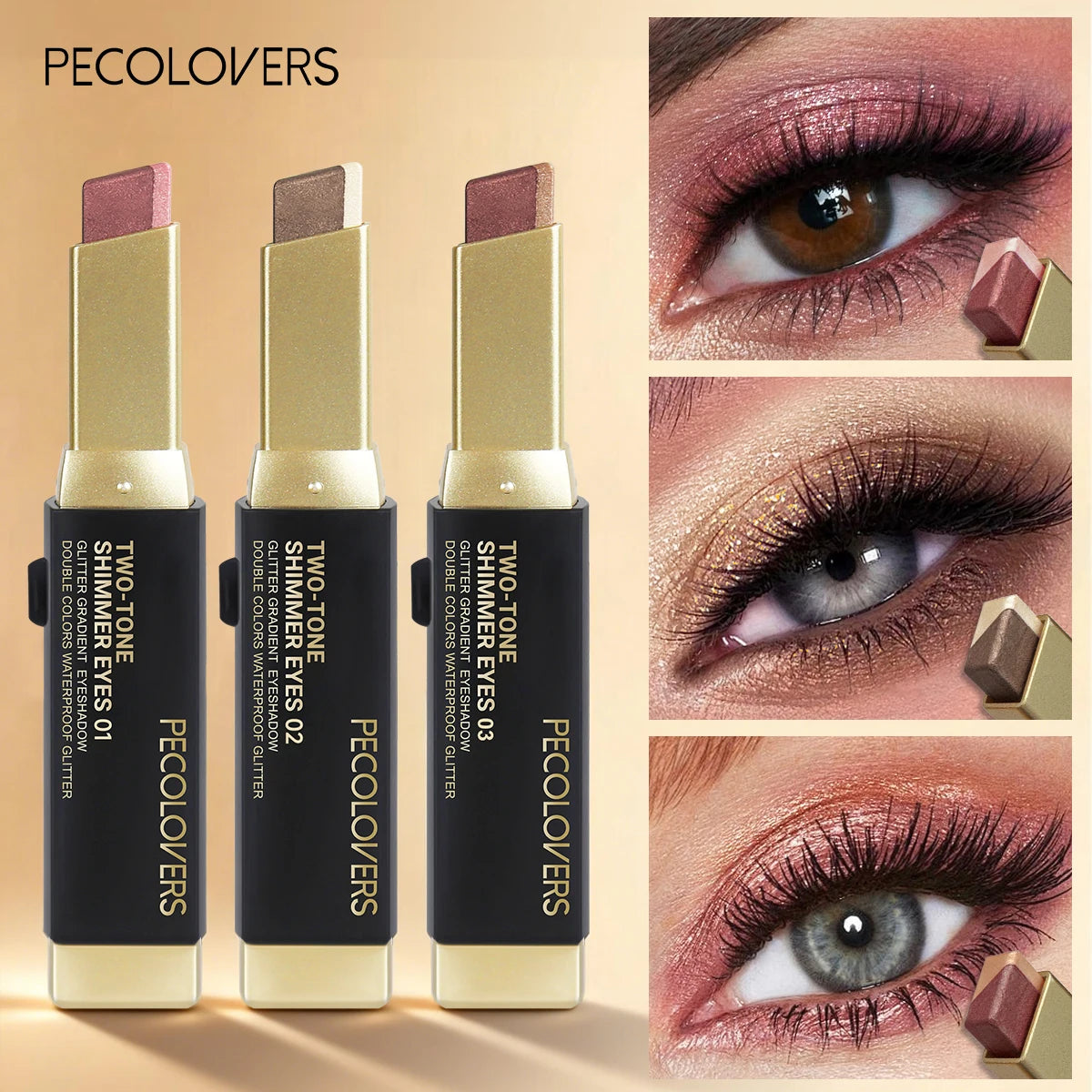 1Pc Dual-Color Eyeshadow Stick, Blendable Eye Color For Daily Makeup, Brown And Pink, Cosmetic Eye Makeup Product