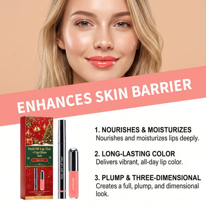 Christmas Peel Off Lip Tint Set Smudge Proof Easy Apply Nourishing Comfortable Wear Festive Long Lasting Lip Stain With Glaze