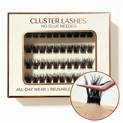 Self Adhesive Cluster Lashes Wide Pre‑glued Tap Natural DIY Eyelash Extension No Glue Need Eyelashes Press On Manga Lashes