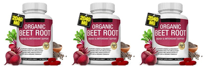 Beet Root Tablets 2040mg Per Serving with Organic Black Pepper for Energy, Endurance & Circulation Support, Non-GMO, 90 Count