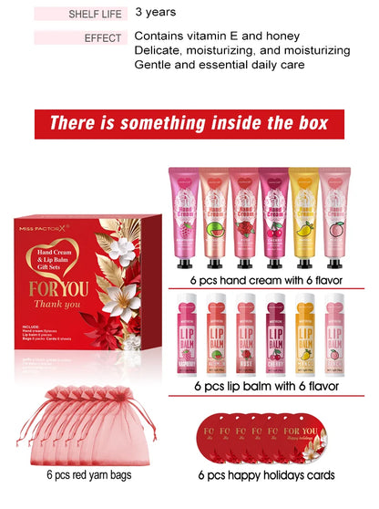 24PCS/Box Bulk Lip Balm Bulk Hand Cream Bulk Red Thank You Card and Red Gauze Bag Newlywed Thank You Gifts to Guests Christmas