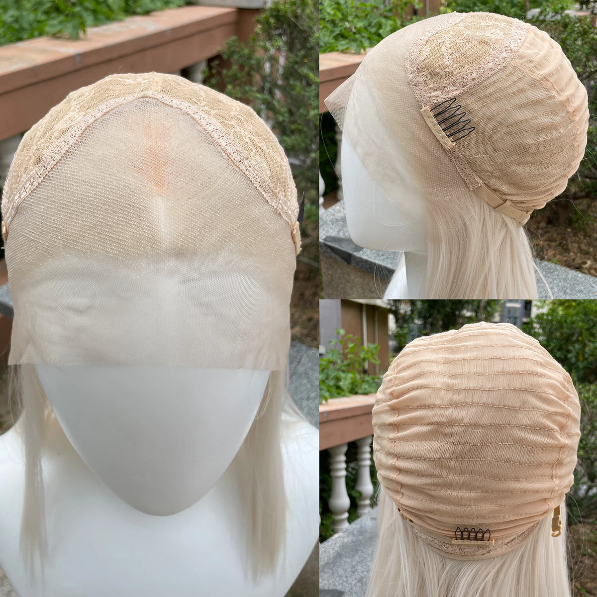 Light Blonde Shoulder Length 13x4 Synthetic Lace Front Wigs Women Middle Part Synthetic Wigs Layers Glueless Wigs 150% Density