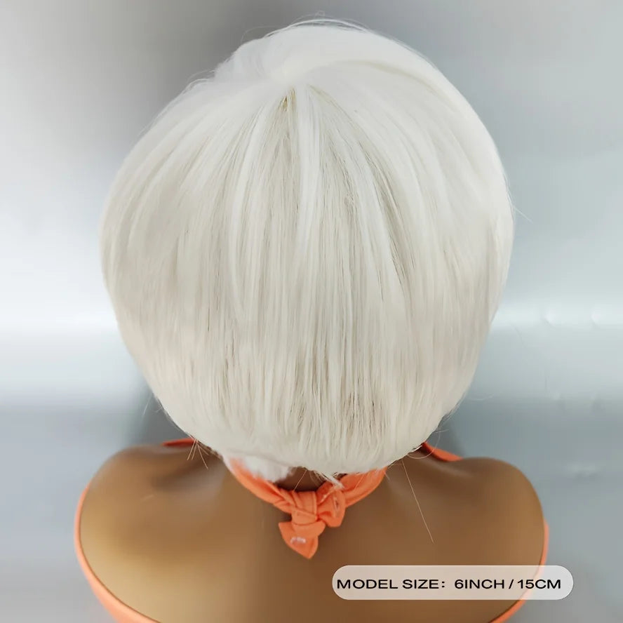 Short Synthetic Pixie Wigs Pixie Cut Short White Wavy Wigs Layered Short Synthetic Hair Wigs For Women