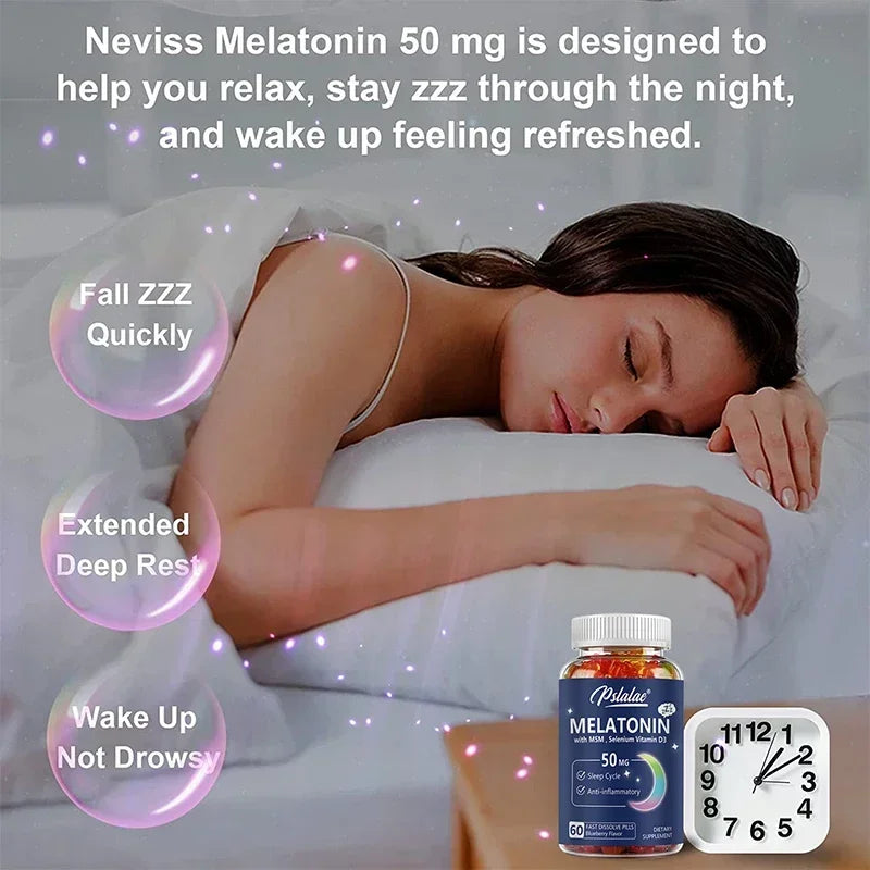 Melatonin Gummies 50 Mg - Helps Support Deep Sleep, Sleep Vitamin, Promotes Falling Asleep Quickly