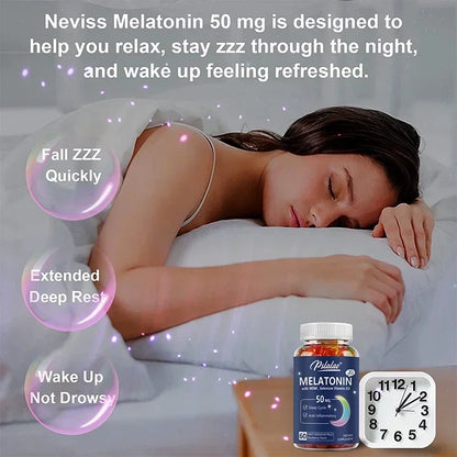 Melatonin Gummies 50 Mg - Helps Support Deep Sleep, Sleep Vitamin, Promotes Falling Asleep Quickly