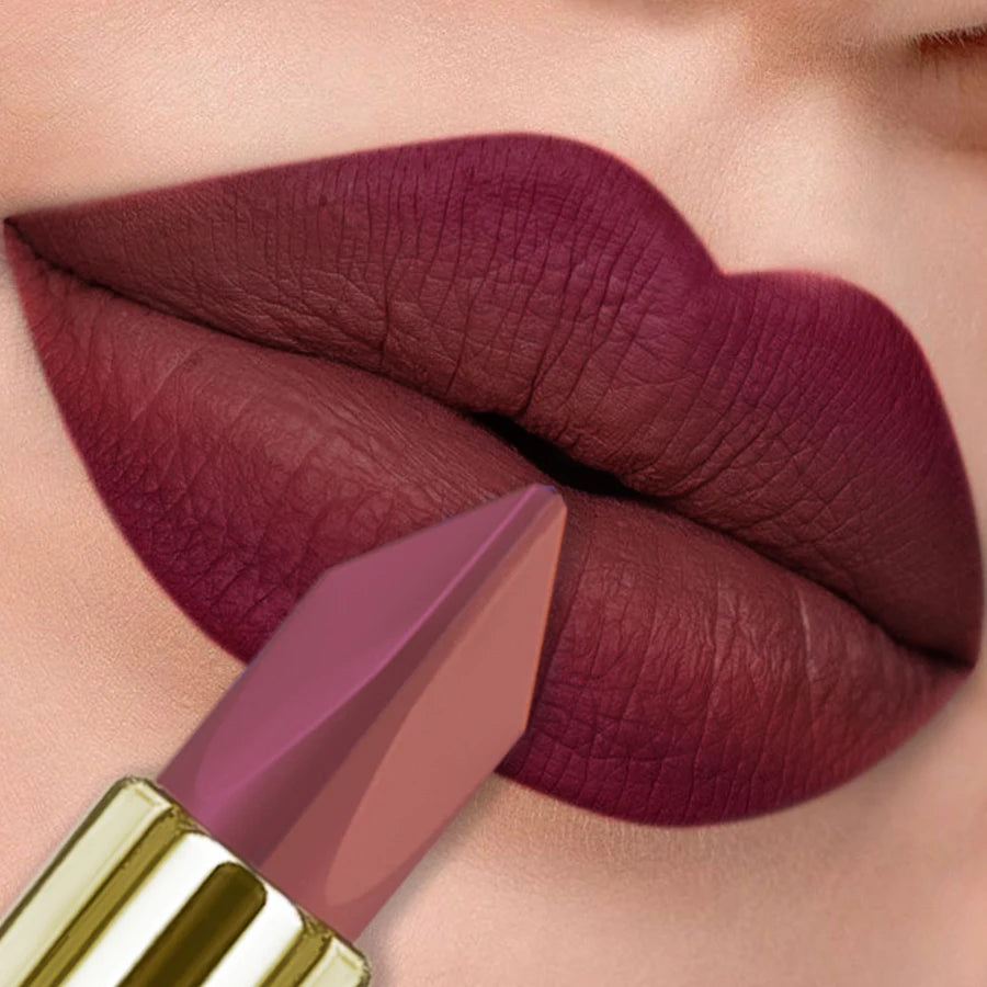 Two Tone Glitter & Matte Lipstick Purple Black Lip Stick Discolocration Sexy Red Rose Moisturizing Lip Makeup Lip Tint Lip Glos