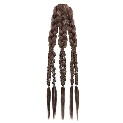 Synthetic 24" Handmade Viking Braided Ponytail Wig Men Clip In Hair Extensions,Halloween Renaissance Warrior Costume Accessories