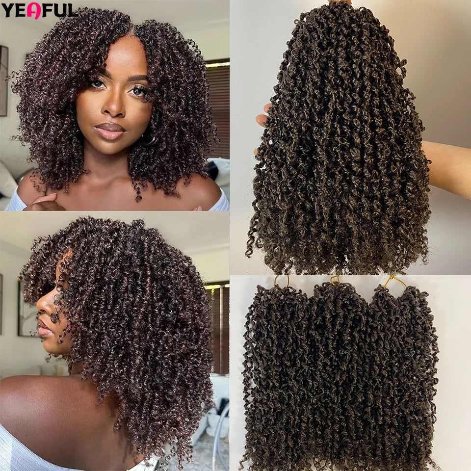 1-6 Packs Yanky Twist Crochet Hair 12"Pre-twisted Natural Black Kinky Mini Spring Twist Small Curly Senegalese Twist Hair Braids