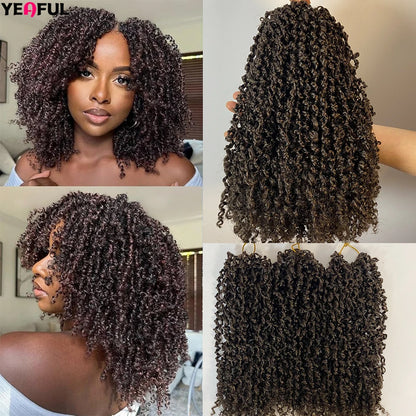 1-6 Packs Yanky Twist Crochet Hair 12"Pre-twisted Natural Black Kinky Mini Spring Twist Small Curly Senegalese Twist Hair Braids