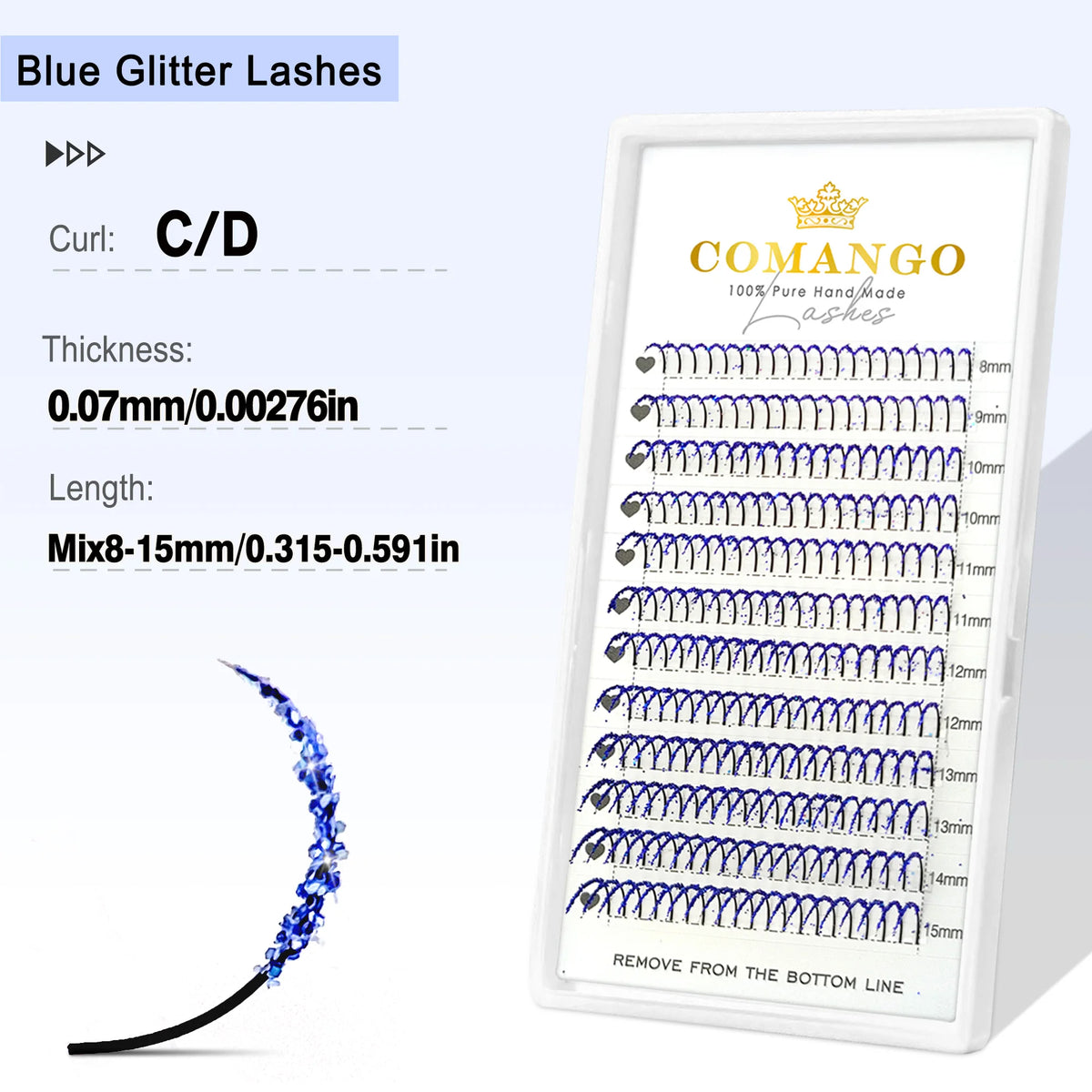 CoMango Shinning Colored Glitter Spikes Eyelash Extension Sliver Purple Blue Pink For Christmas Cosplay Party Makeup