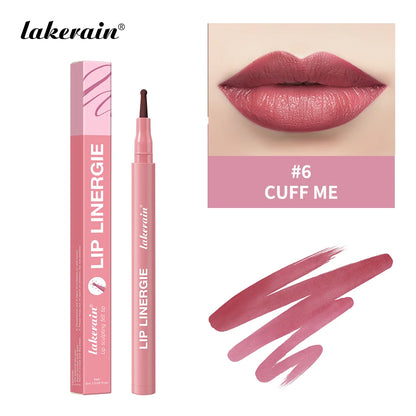 Lakerain Lip Liner Waterproof Transfer-proof Long-lasting Wear Pen Style Felt Head Design Blendable Lip Liner Stain Pen