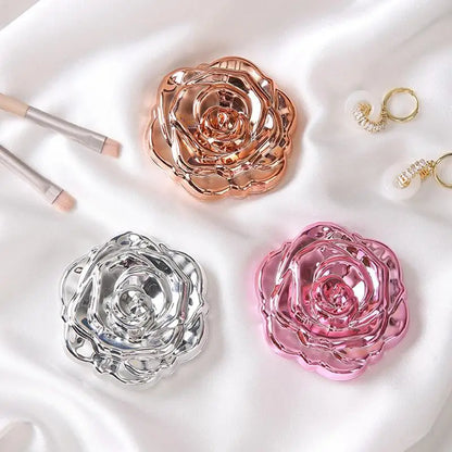 Portable Mini Mirror Retro Rose Flower Shape Small Pocket Makeup Mirror Double Sided Hand Mirrors Compact Cosmetic Beauty Girls