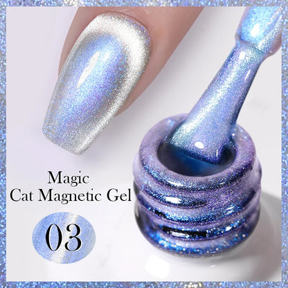 BORN PRETTY 10ml Rainbow Glass Cat Magnetic Nail Gel Polish Sparkling Double Light Reflective Glitter Colorful Laser Varnish