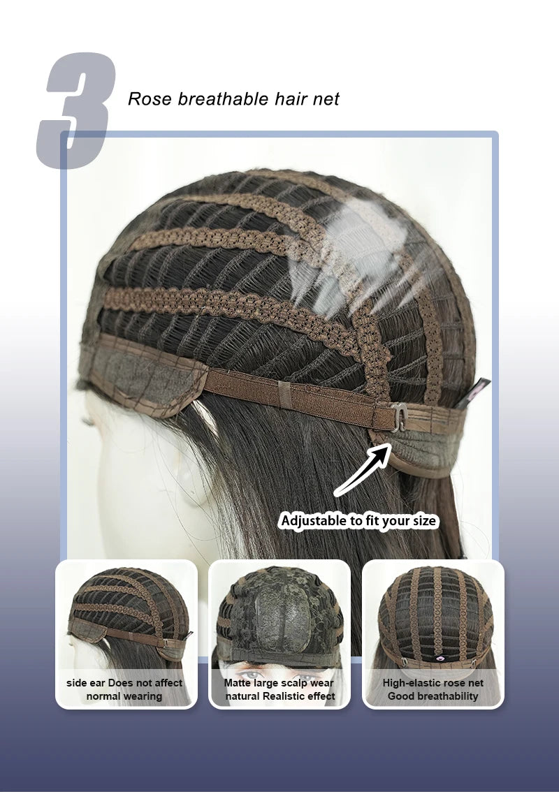 NAMM Costume Wig Synthetic Body Wavy Dark Brown Wig For Women Daily Use High Density Layered Hair Wigs With Fluffy Bangs
