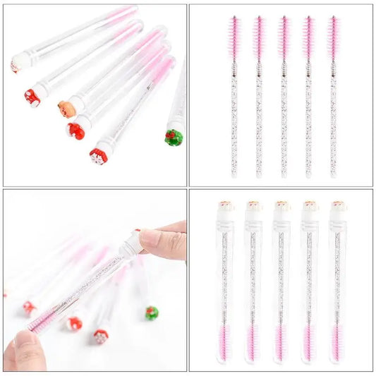 10 Pcs Christmas Eyelash Spoolies In Tubes Gift Box, Printed Mascara Wands Brow Brushes For Extensions Xmas Party Favors Tool
