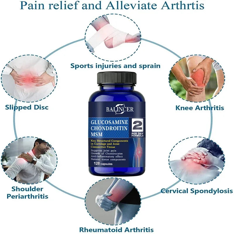 Glucosamine Chondroitin MSM - for Joint and Knee Health, Immune System, Non-GMO, 120 Capsules