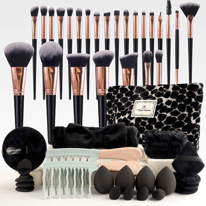 47Pcs Professional Makeup Brushes Set Beauty Tools Kit Portable Travel Cosmetic Bag Puff Toiletry Makeup Accessories Set