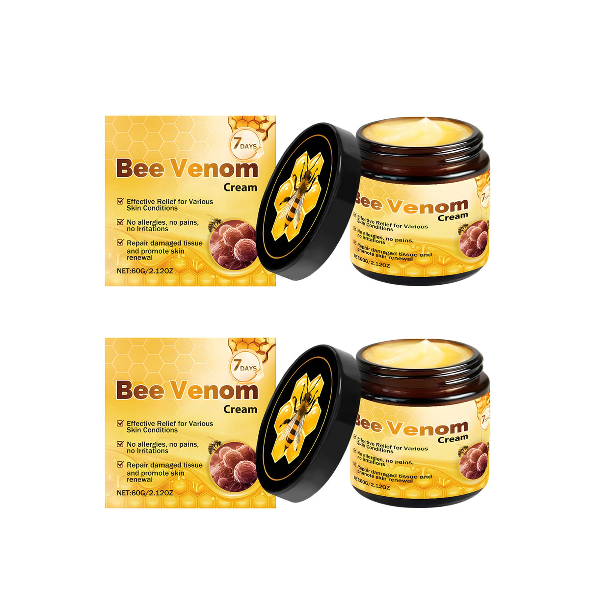 Bee Venom Skin Restoration Cream Lift Tightenes Sagging Fade Freckle Melanin Anti Cellulite Day & Night Body Massage Moisturizer