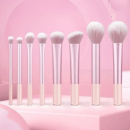 8 PCS Long‑Handle Makeup Brush Set, Multi‑Color Ultra‑Soft Brushes, Powder Blush Eyeshadow Brushes for Beginners