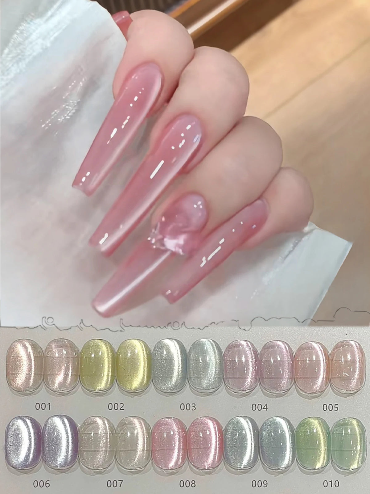 1-12pcs PSK New Whitening Strawberry Cat Eye Gel Nail Polish 2026 Super Glitter Whitening Red Glass Bead Nail Art Pink Nails