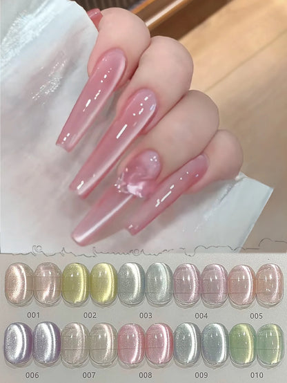 1-12pcs PSK New Whitening Strawberry Cat Eye Gel Nail Polish 2026 Super Glitter Whitening Red Glass Bead Nail Art Pink Nails