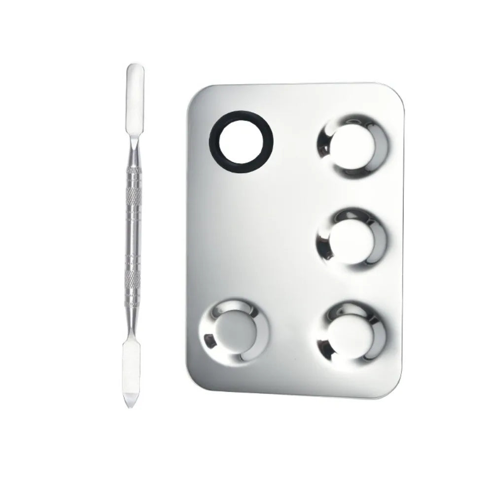 With Spatula Rod Makeup Color Palette Stainless Steel Durable Liquid Foundation Mixing Tray Portable Makeup Cream Mixing Tray