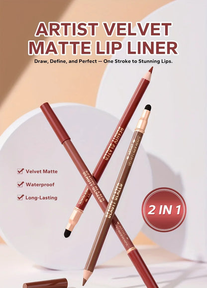 Beauty Glazed 6pcs Matte Nude Sponge Lip Liner Set  Long-Lasting Silky Waterproof Texture Multi-Function Makeup Pens