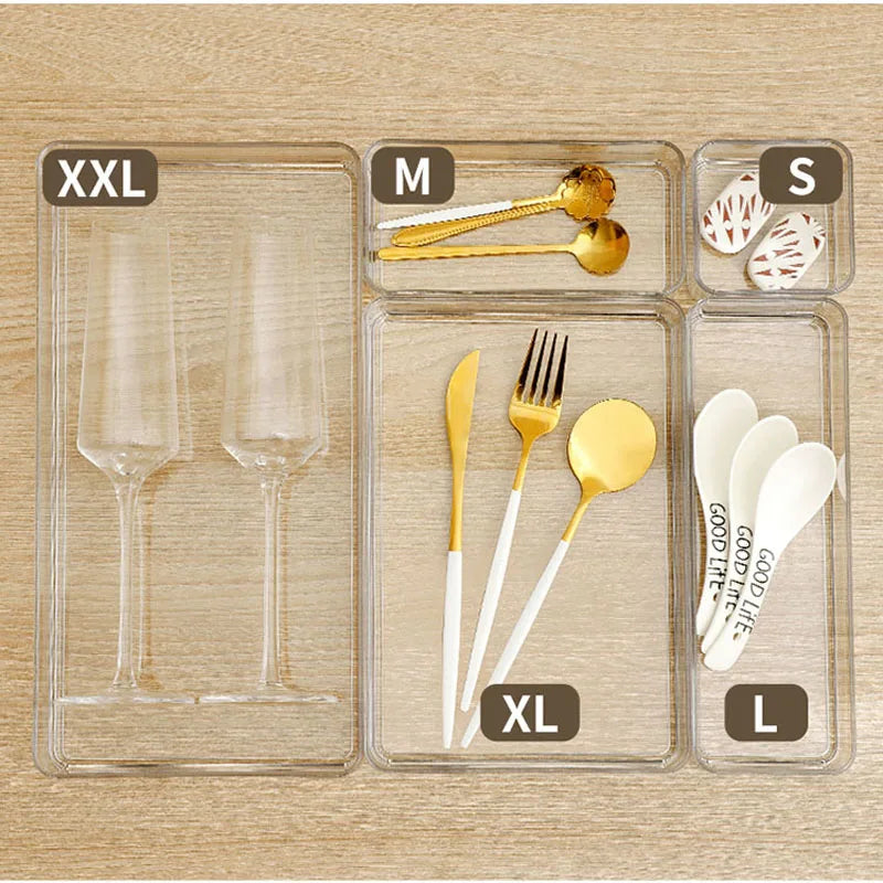 Clear Drawer Organizer Boxes Transparent Plastic Storage Box Desktop Acrylic Box Jewelry Makeup Cosmetic Organizer Drawer Box