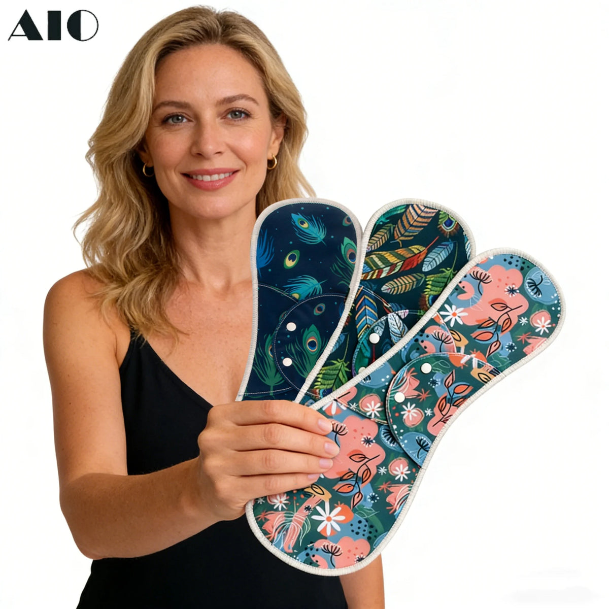 AIO Breathable Cloth Pads Soft Washable Feminine Panty Liners Sanitary Pads Napkin Daily Reusable Menstrual Hygiene Pads 2PCS