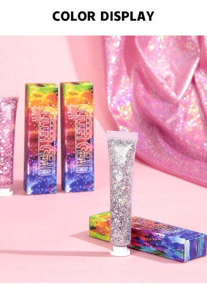 6 Colors Holographic Body Glitter Gel Set Christmas Party Makeup Face Eye Lips Hair Nail Cosmetic Festival Glitter Cosmetics