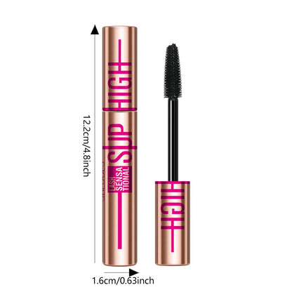 Super High 4D Waterproof Mascara - Volumizing, Curling & Lengthening Formula, Smudge-Proof Long-Lasting Black Mascara