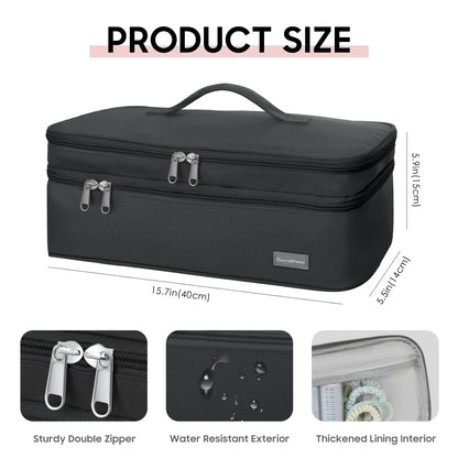 Hair Dryer Case Portable Hairdressing Tools Storage Bag Double Layer Travel Curling Iron Clip Brush Organizer Box, Carrying Cas