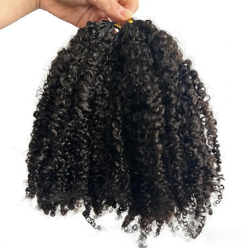 120g 240g Afro Kinky Curly Crochet Human Hair Knotless Pre-Separated Crochet Feather Hair Extensions Curly 100% Human Hair