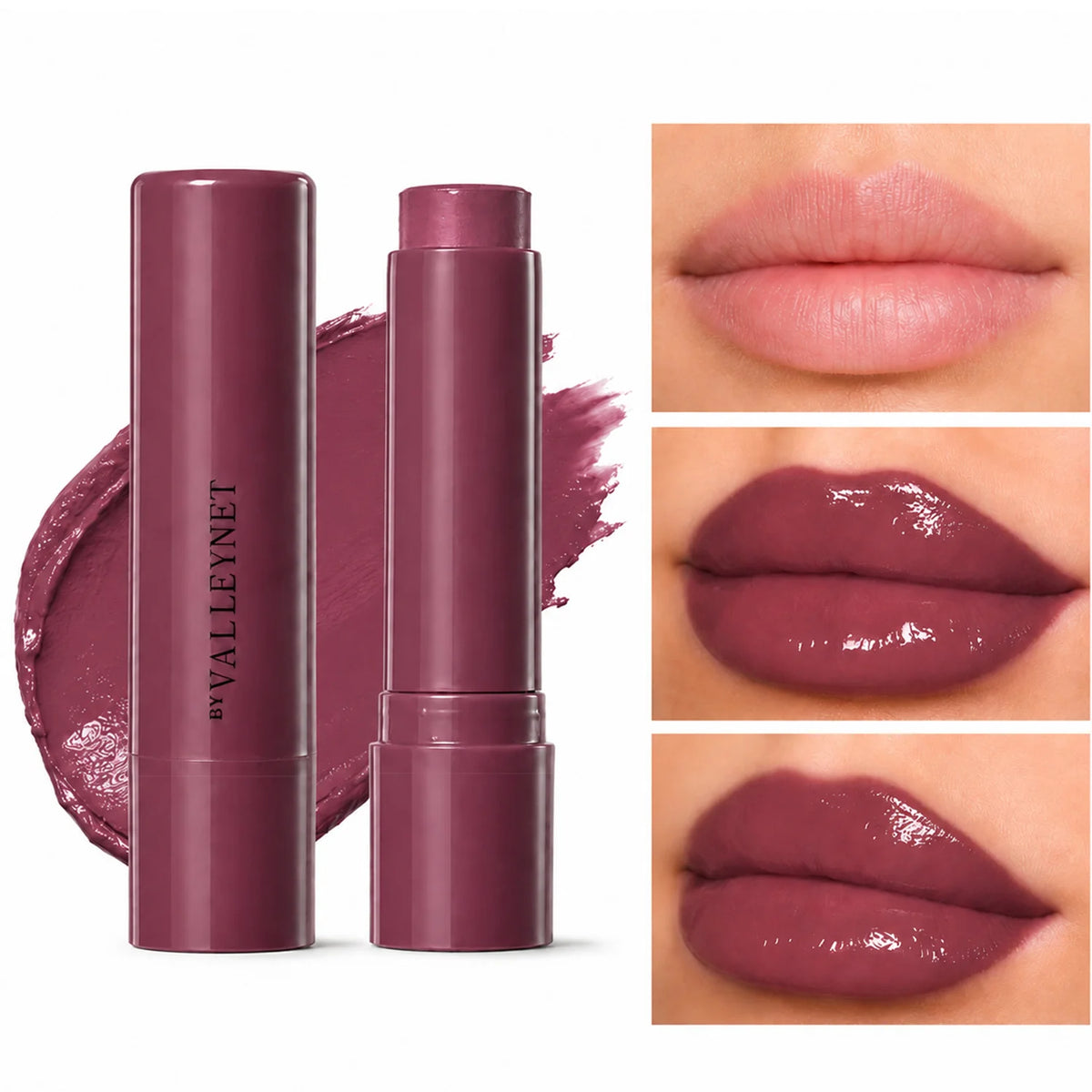 1PC Moisturizing Tinted Lip Balm Stick,3 Shades, Hydrating Glossy Lipstick for Dry Chapped Lips, Lightweight Shine Lip Care Balm