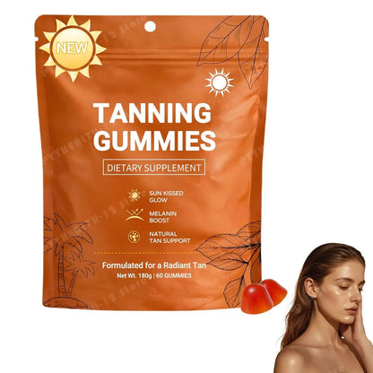 Tanning Gummies for Women, Sunless Bronzing Glow Support, Vegan Sugar-Free, Non-GMO, Astaxanthin & Lycopene, 60 Count