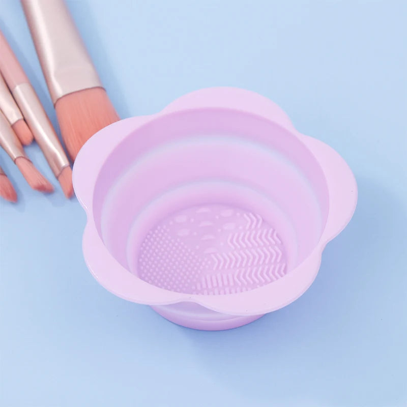 Silicone Makeup Brush Cleaner Folding Powder Puff Cleaning Bowl Eyeshadow Brushes Washing Soft Mat Beauty Tools Scrubber Box