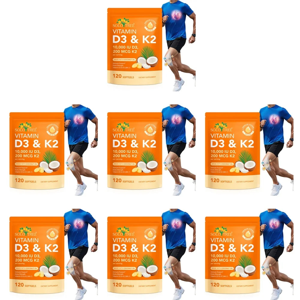 Vitamin D3 10,000 IU & K2 200 mcg Softgels Helps Maintain Healthy Bone Structure Supports Immune Health Strength & Energy 120 Ct