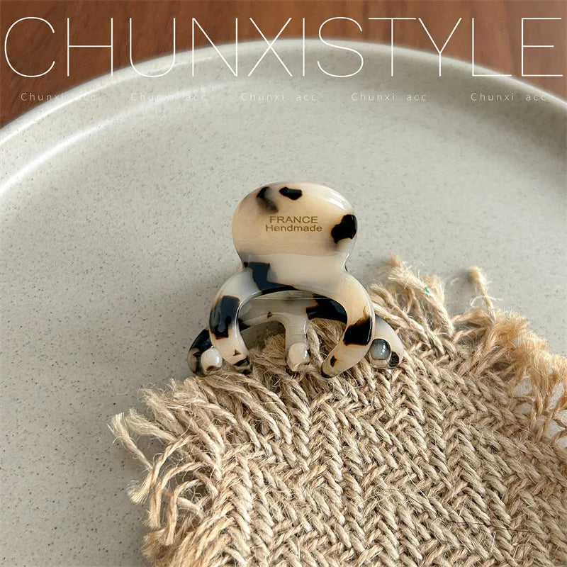 3.5CM Elegant France Acetate Leopard Hair Claw Small Size Sweet Style Hair Clip Shark Clip Women Hair Accessories Headwear