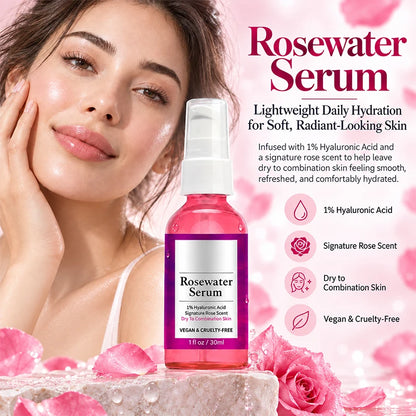 1/3 Pcs Rose Water Essence Serum 30ml Each Dry Combination Skin Facial Hydrating Moisturizing Essence Skincare Facial Serum for Women Daily Care