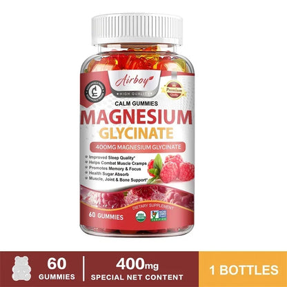Magnesium Glycinate Gummies - Brain Health, Strengthen Muscles and Bones, Improve Sleep, Relax Nerves