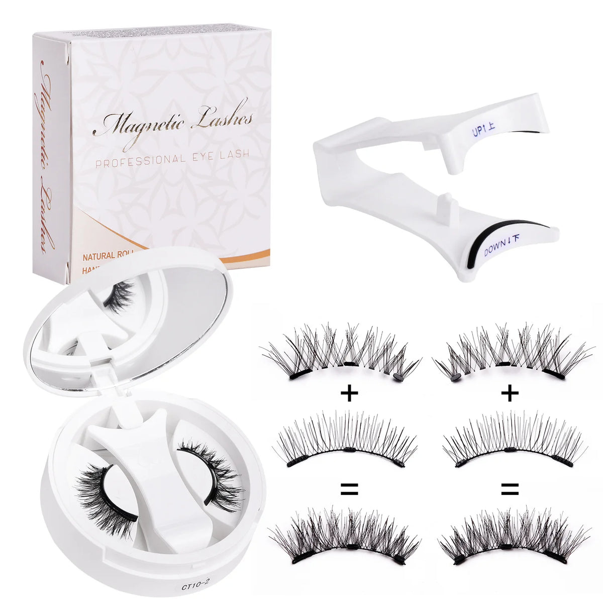 Hot 1 Pair Magnetic Eyelashes Handmade Fluffy Faux Mink Lashes Reusable Natural False Eyelashes and Magnetic Tweezers Set Makeup
