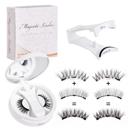 Hot 1 Pair Magnetic Eyelashes Handmade Fluffy Faux Mink Lashes Reusable Natural False Eyelashes and Magnetic Tweezers Set Makeup