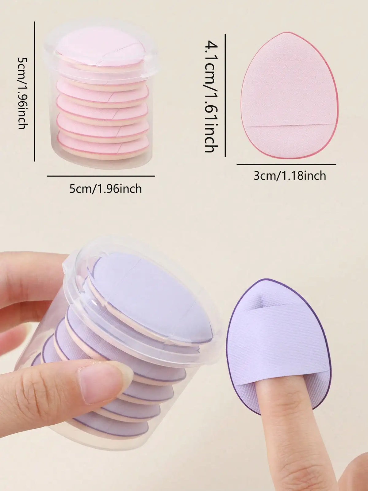 6 Pcs Purple Teardrop Makeup Puff Double Sided Cushion Puff With Storage Box Wet Dry Cosmetic Foundation Sponge