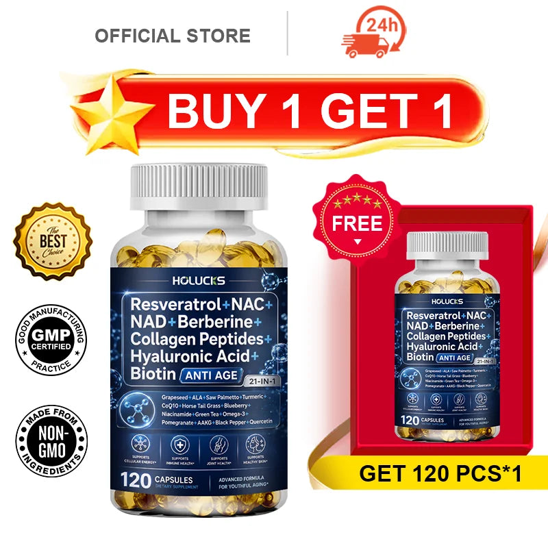 HOLUCKS Women's Multivitamin Capsules, with Iron & Collagen Peptides, Support Immunity, Bone Health & Cellular Vitality