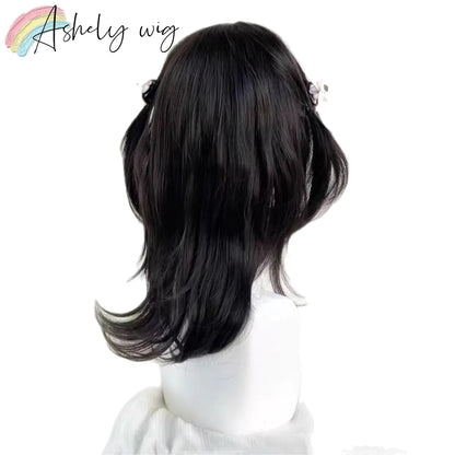 Layered Wig with Bangs Japanese Style 18inch Collarbone Hair Jellyfish Headband Wig Curly High Temperature Fibers Synthetic Wigs