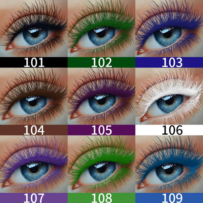9 Colors 5D Mascara with Big Eyes,Strong Waterproof Thickening Lengthening Curling Liquid Fiber Mascara Eyelash Extension Makeup