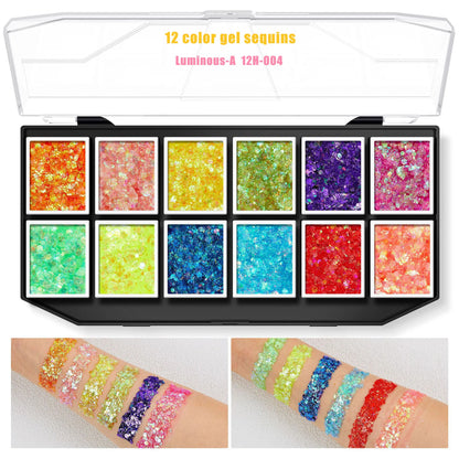 Christmas Sequins Decorative Body Cream Luminous Holographic Multicolor UV Chunky Glitter Gel Paste Palette