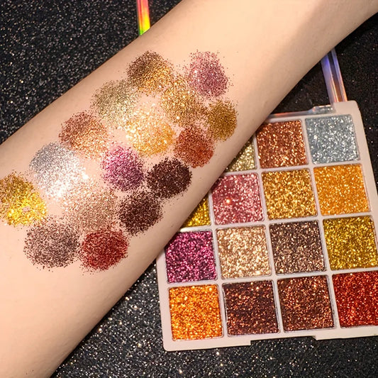 16 Colors Glitter Sequin eyeshadow Palette Diamond Shimmer Body Face Art Makeup Waterproof Skin Sequins Gloss Eyeshadow Palette