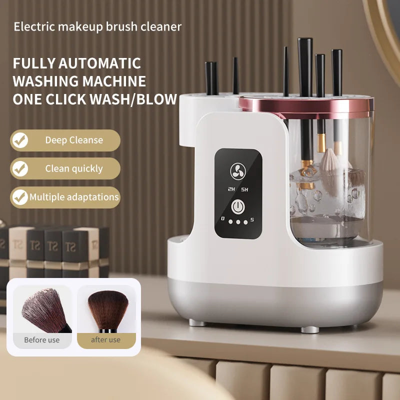 USB Electric Makeup Brush Cleaner 3-in-1 with Automatic Quick-Drying Support Device - Makeup Brush Cleaning And Drying Book Tool